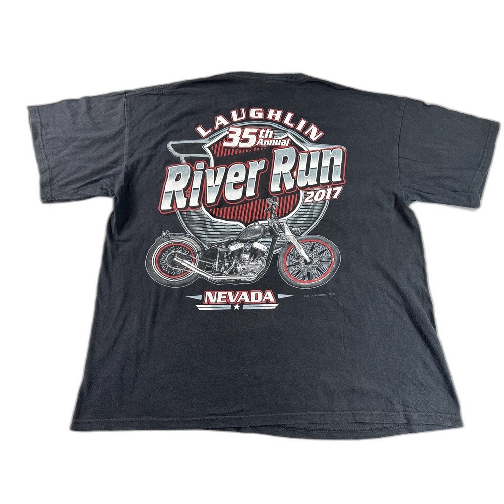 Keya Laughlin River Run Motorcycle Tee XL Black Cotton Graphic Crewneck Men